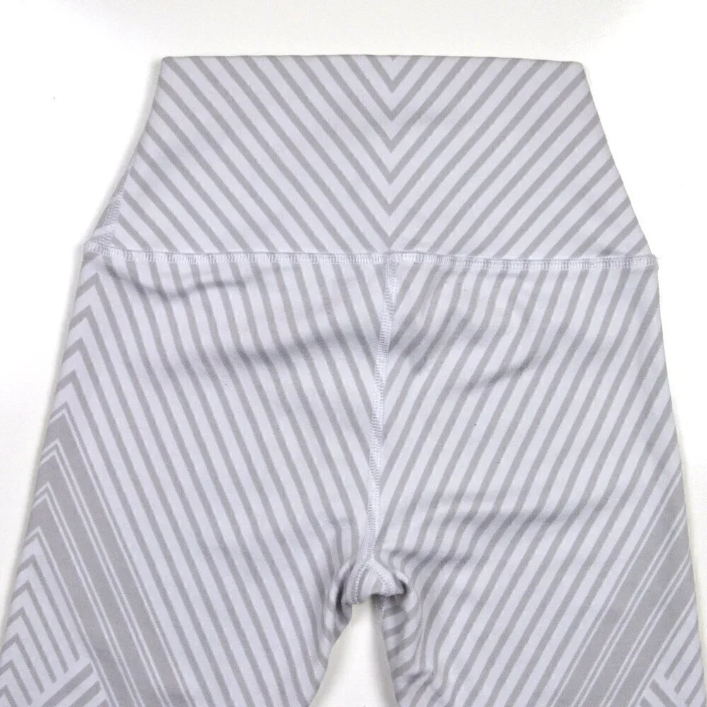 alo Diagonal Stripe Santa Fe White Crop Legging XS